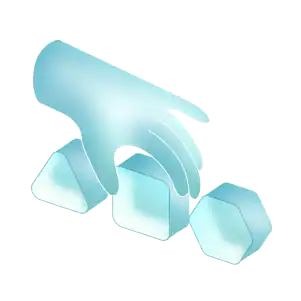 Hand mit geometrischen Formen – Symbol für Interaktivität im Webdesign