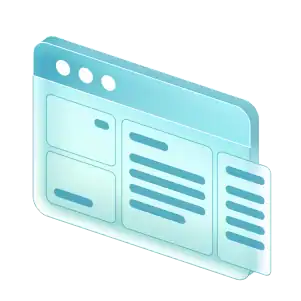 Illustration einer modularen Webseiten-Struktur – Symbol für flexible und erweiterbare Webdesign-Lösungen